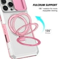 thumbnail image 6 of Dteck Magnetic Case for iPhone 16,Shockproof Silicone Case Compatible with MagSafe Slide Lens Protectio Ring Holder Kickstand Cover for iPhone 16,White/Pink, 6 of 10