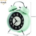 thumbnail image 4 of Reloj despertador iluminado de 4 pulgadas, cuarzo, analógico, vintage, doble campana, con alarma fuerte y luz nocturna, caja de metal (verde) Sincero Electrónica, 4 of 5