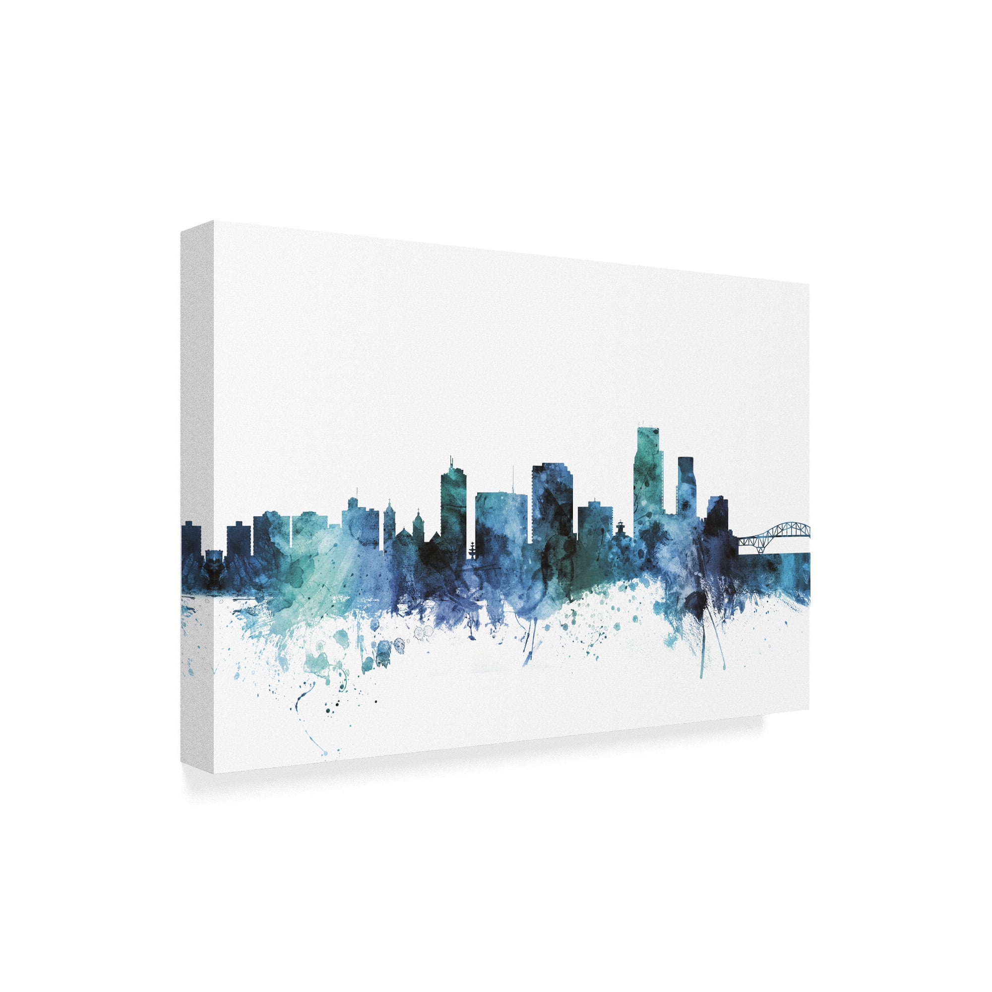 Trademark Fine Art 'Corpus Christie Texas Blue Teal Skyline' Canvas Art by Michael Tompsett