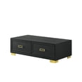 thumbnail image 2 of Miekor Furniture 1pc Contemporary Coffee Table Storage Drawers Black Gold Finish Metal Pull Knob Living Room Wooden Modern Furniture 5404, 2 of 5