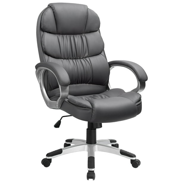 Lacoo Faux Leather High-Back Executive Office Desk Chair with Armrests ...