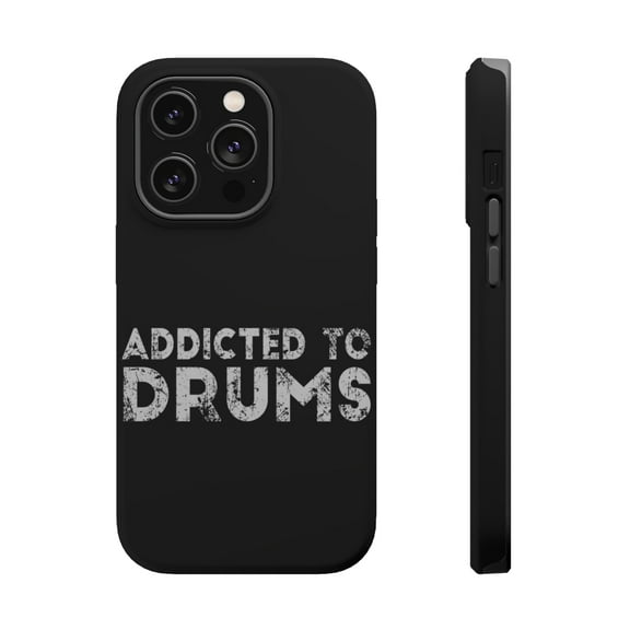 DistinctInk Tough Case for Apple iPhone 15 PRO (6.1" Screen), Compatible with MagSafe Charging - Addicted to Drums