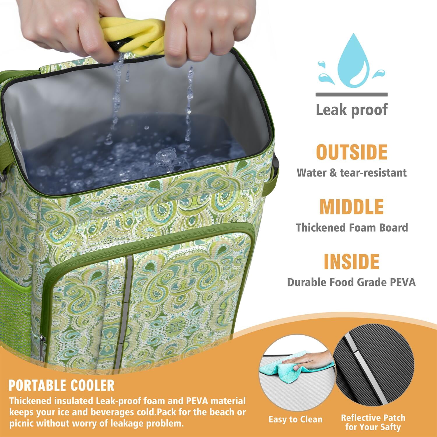 Travel Cooler Bag - Boho Bohemia Flower Camping Beer Cooler Backpack with Bottle Opener- Waterproof Insulated Picnic Backpacks - Cooler Bag for Beach
