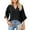 Black-01, variant on Mittory Women's Casual Chiffon Blouse Tops 3/4 Ruffled Sleeve V Neck Loose Fit Blouses Shirts