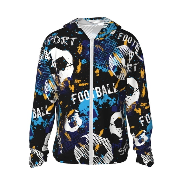 Fotbe Football Chaqueta con Protección Solar UPF 50+ para Hombre y Mujer, Camisa con Capucha y Bolsillos-Medium