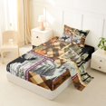 thumbnail image 2 of Castle Fairy Rustic Moose Twin Sheets 3pcs,Vintage Leaves Plaid Bedding,Brown Orange Cream,1 Fitted Sheet, 1 Flat Sheet and 1 Pillowcase, 2 of 6