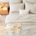 thumbnail image 2 of Juego de cama CozyLux Queen Seersucker, edredón, 7 piezas, avena, 2 of 9