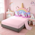 thumbnail image 3 of Erosebridal Cute Unicorn Girls 7 Pieces Bedding Comforter Set,Pink Butterflies Kawaii Stars Print Full Bedding Set For Kids,Reversible Pink, 3 of 7