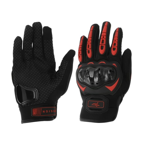 Unique Bargains 1 Pair Motorcycle Cycling Gloves Breathable Touchscreen Driving Gloves XXL Black Red Polar Fleece