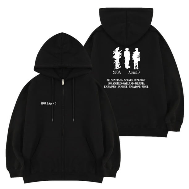 KPOP Bangtan SUGA AGUST D TOUR-DAY Concert MERCH Algodón Zip-up Sudadera Con Capucha Hombres Y Mujeres Talla Grande Suelta Pareja Harajuku Moda Casual Streetwear Jersey