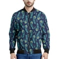 thumbnail image 2 of Chaqueta con cremallera y estampado de plumas de pavo real para hombre, moda floral 3D, mangas largas, informal, holgada, chaqueta, abrigo, ropa de calle, 2 of 4