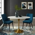 thumbnail image 2 of 48" Oval Artificial Marble Dining Table with Metal Base, Gold White, 2 of 8