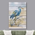 thumbnail image 2 of HFDF Canvas Prt Wall Art Retro Wood Panel Blue Beach Crane Bird Nature Wilderness Illustrations Modern Art Decorative Multicolor Zen Rustic Relax/Calm for Livg Room, Bedroom, - 11x14inch Framed, 2 of 5