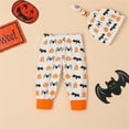 thumbnail image 6 of Mercatoo Toddler Baby Boys Girls Halloween Clothes Long Sleeve Pumpkin Letter Print Rompers Tops and Pants Set Girls Fall Outfits, 6 of 9