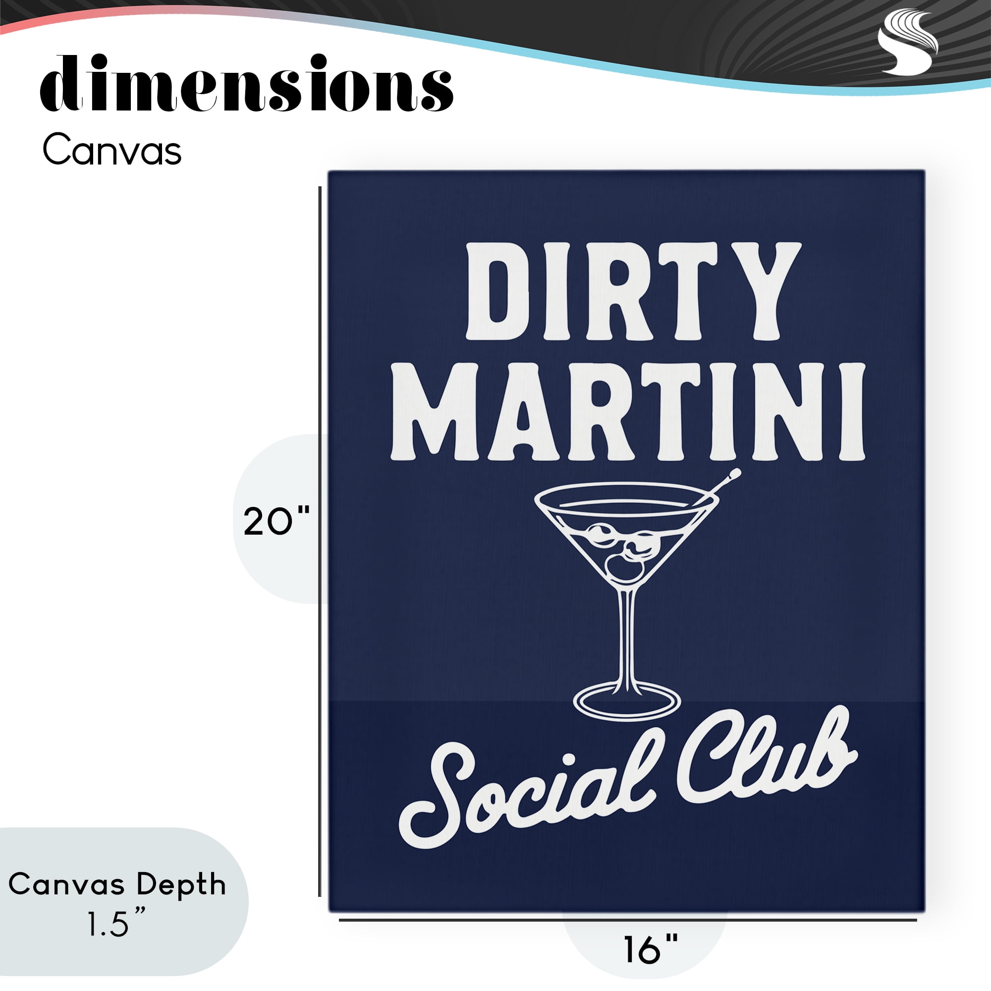 Stupell Industries Retro Dirty Martini Club Canvas Wall Art, design by Lettered and Lined