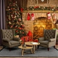 thumbnail image 2 of Wall Tapestry Christmas Colorful Tapestry Backdrop, Xmas Santa Claus, Reindeer, Tree and Fire Place for The Living Room Background Wall Hanging for Party Home Christmas Wall Decor, 2 of 4