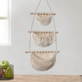 thumbnail image 3 of Hanging Fruit Baskets Macrame Hanging Basket Bohemian Decor Indoor Plant Holder Storage Basket for Organizing Potato Kitchen Beige, 3 of 8