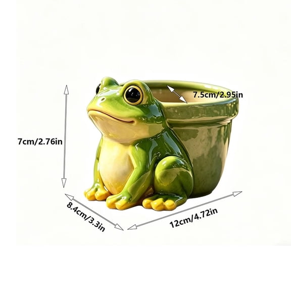 Cute Frog Resin Potted Sculpture Creative Animal Succulent Plant Pot Garden Balcony Terrace Decoration Flower Pot