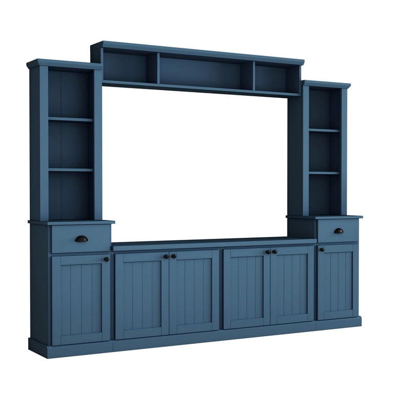 103'' W Entertainment Center Wall Unit with Bridge and Bookshelf for TVs Up to 75'', Minimalist TV Stand with Adjustable Shelves for Living Room