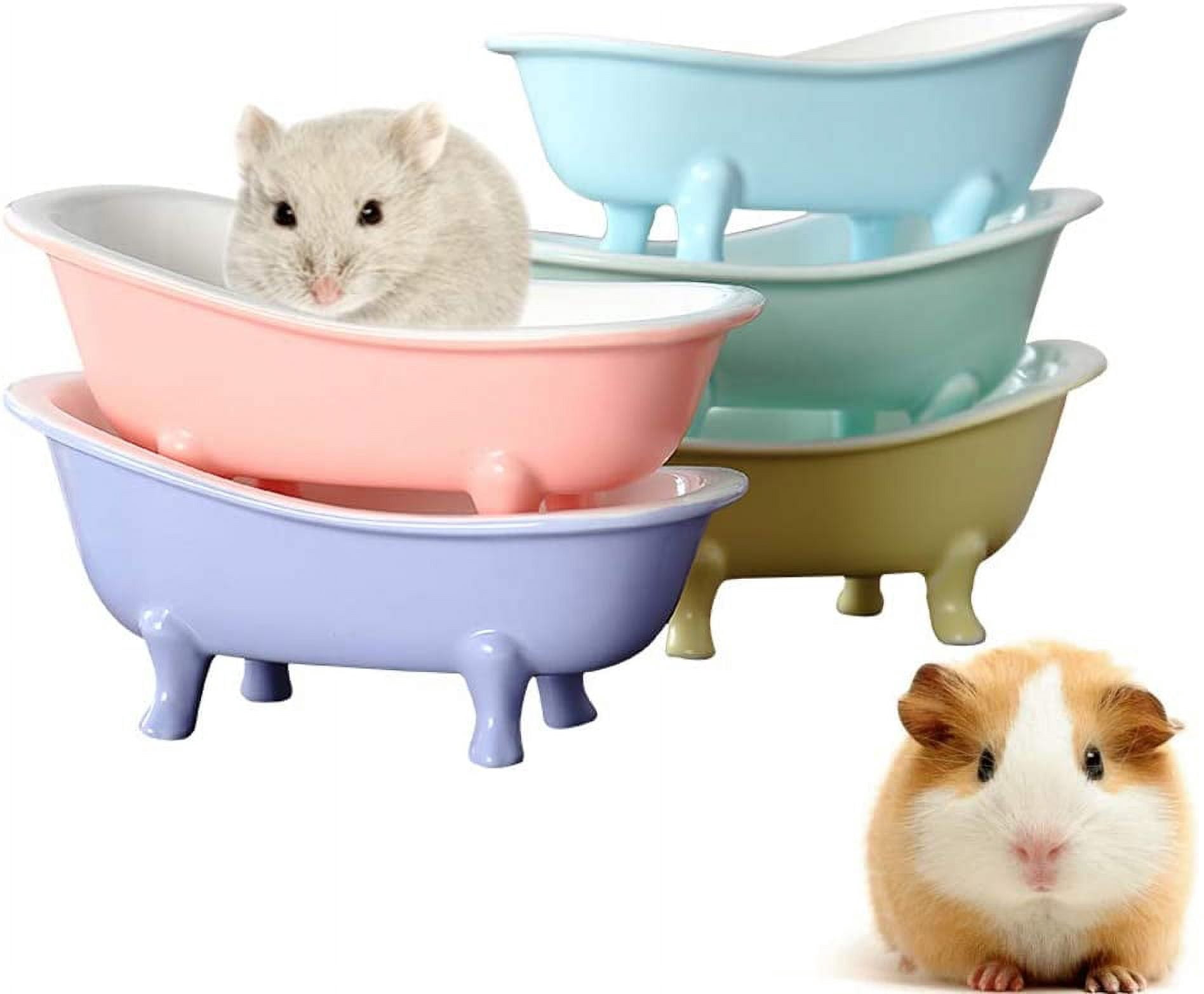 ABCISI Cute Hamster Bed, Small Animal Ice Bathtub, Sand Bath Container Cage Accessories, Ceramic Bathtub Shape Relax Habitat House for Hamster, Food Bowl for Guinea Pigs/Squirrel/Chinchilla, Pink