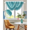 thumbnail image 3 of Waterfall Valances for Windows, Teal Turquoise Aqua Ombre Kitchen Sheer Valance Curtains, Contemporary Abstract Lines Rod Pocket Elegant Swag Valances for Living Room Bedroom, 47.2"x38.5", 1 Panel, 3 of 8