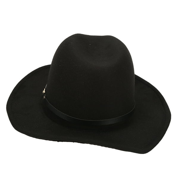 Sombrero de fieltro Nikou color negro tostado claro con protección solar ala ancha y plana