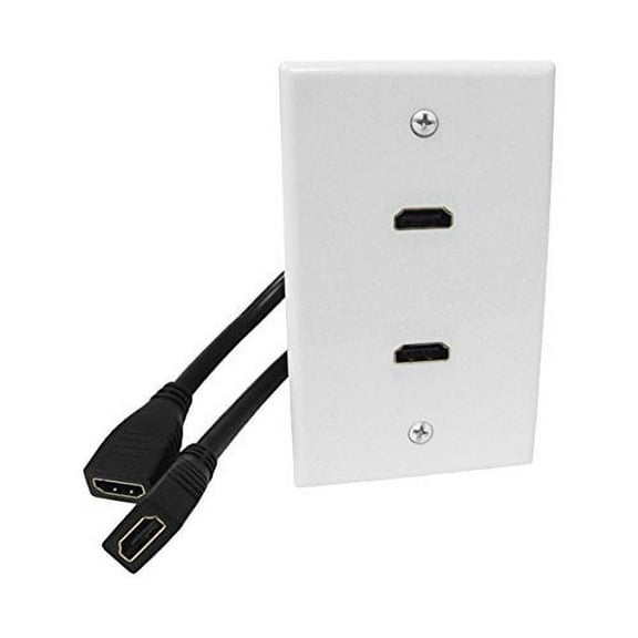 2-Port HDMI Wall Plate Panel Cover Coupler with 8 Inch Pig Tail HDMI Extension Cable