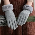 thumbnail image 2 of qolati Knit Gloves for Women Winter Faux Fur Warm Driving Gloves Soft Touchscreen Texting Gloves Windproof Gloves Cold Weather Gift Thermal Elastic Mittens, 2 of 2