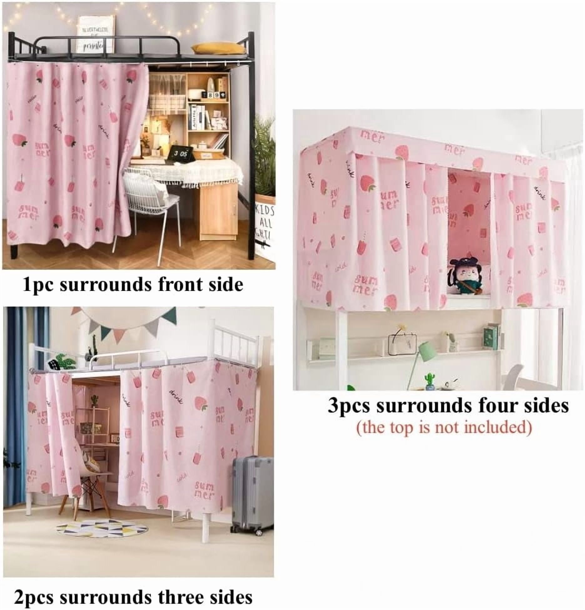 Upper/Bottom Bunk Bed Curtains Dorm Home Blackout Privacy Beds Cloth Curtain Shading Breathable Dustproof Bed Canopy with Rope and Buckles for Kids Teen Loft Beds Single Sleeper