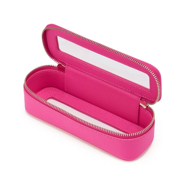 Bolsa para brochas de maquillaje Popvibe Slim Travel, impermeable, rosa intenso