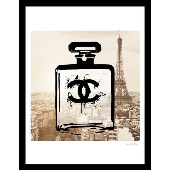 Venice Beach Collection's Fashion Perfume Bottle over Paris 14x18 Framed Print