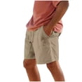 thumbnail image 2 of Men's Summer Shorts Beach Drawstring Elastic Waist Comfortable Breathable Outdoor Vacation Shorts Khaki, 2 of 5