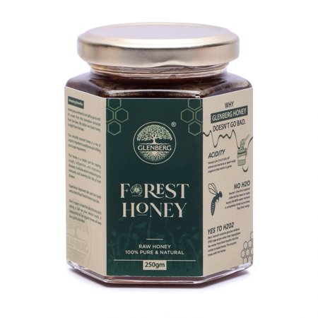 Glenberg Raw Forest Honey  Wild  Unprocessed  Unheated  Non Pasteurized  Original Honey 100% Pure and Natural  Collected from Deep Forest | 250 gram (Forest Honey)
