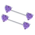 thumbnail image 1 of 2 piezas par de acero inoxidable barra de barra recta corporal calibre 14 con de de imitación de corazón protector de ón Púrpura Zulema Anillo de pezón de acero inoxidable, 1 of 8