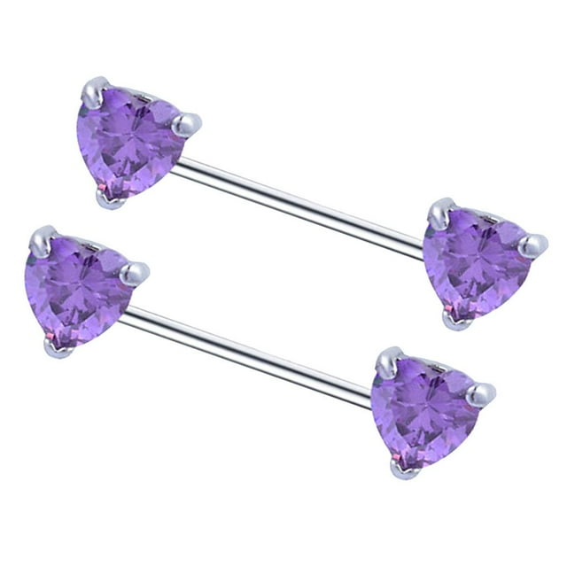 KLKCMS 2 Pcs Paire de Bijoux de Corps en Acier Inoxydable Barre Droite 14 avec Breloques en Strass Cœur