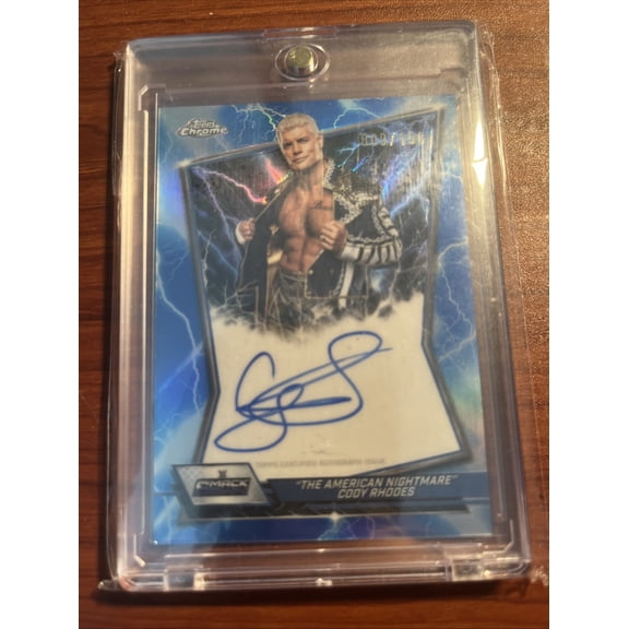 Cody Rhodes 2026 Topps Chrome WWE Auto Blue Refractor BBA-COD Insert Parallel United States WWE Autographed Wrestling Trading Card