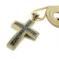 thumbnail image 2 of Iced Out Gold/Hematite Tone Cross Pendant 4mm 36" Franco Chain Necklace, 2 of 2