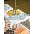 thumbnail image 2 of Outdoor Tablecloth with Umbrella Hole for Patio/Picnic/Party/Camping, Yellow Sun Rise Waterproof Table Cloth Square Cover Washable, Ocean Waves Coastal Abstract Art (54"x 54"), 2 of 8
