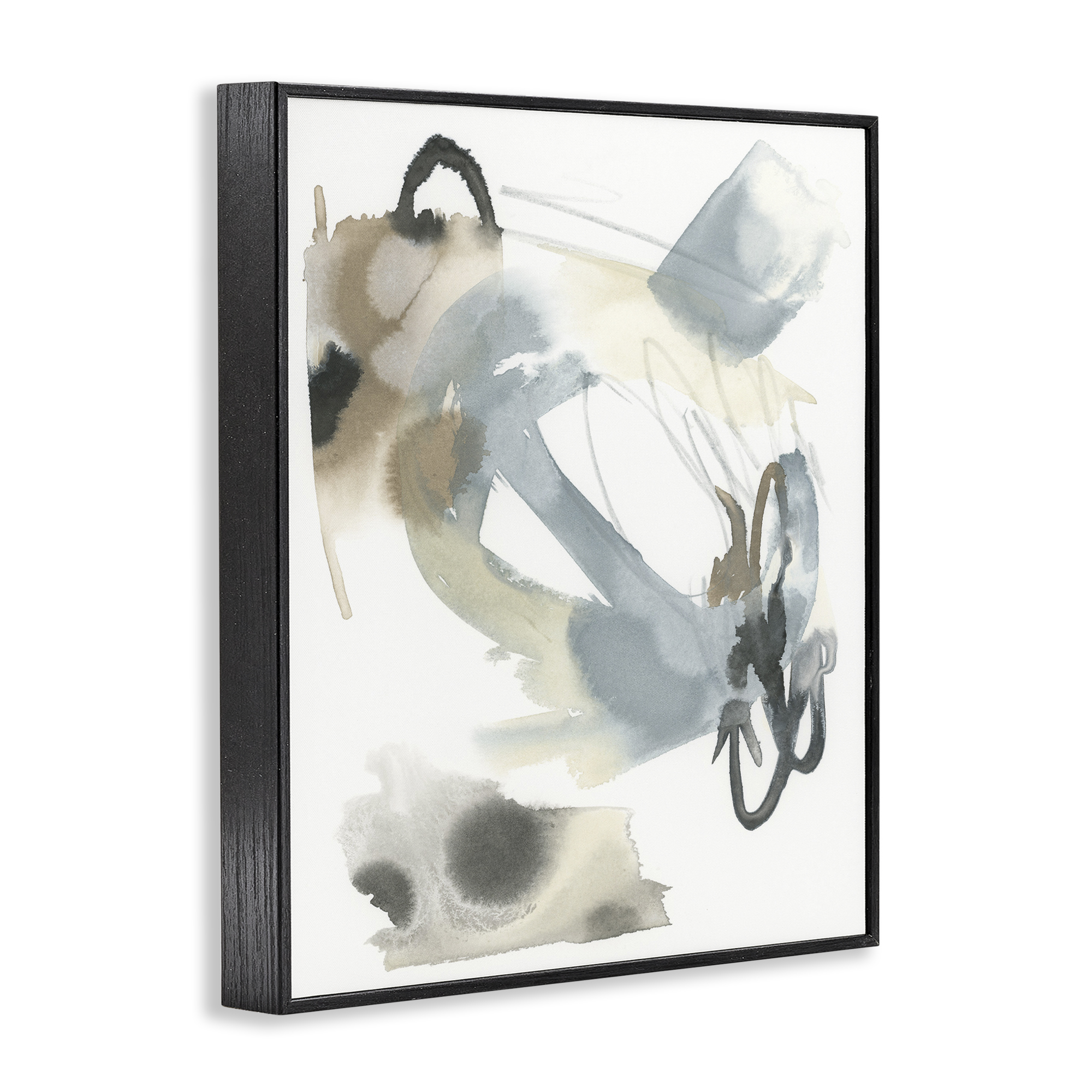 Stupell Industries Modern Neutral Watercolor Abstract Painting Black Framed Art Print Wall Art, 24 x 30