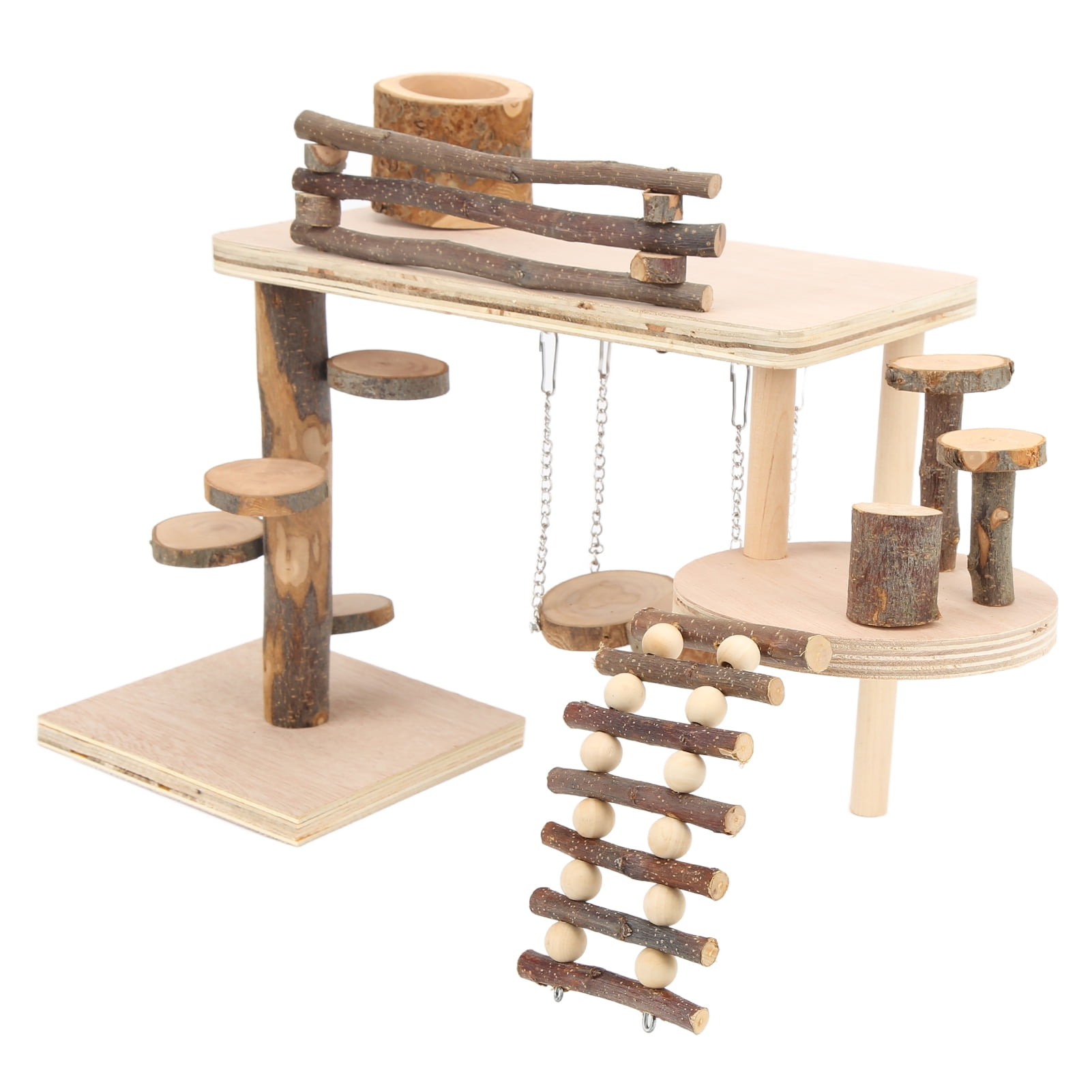Riousery Hamster Apple Wood Ladder Playground (13 inches / 33 cm) Safe Durable Wooden Playground for Hamster Little Pet