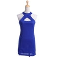 thumbnail image 2 of S/M Fit Blue Wrap Neckline Upside Down Triangle Cut Out Short Dress, 2 of 4