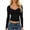 D-Black221, variant on DHFJKG Long Sleeve T Shirts For Women V Neck Low Cut Crop Tops Fall Slim Fit Basic Tees