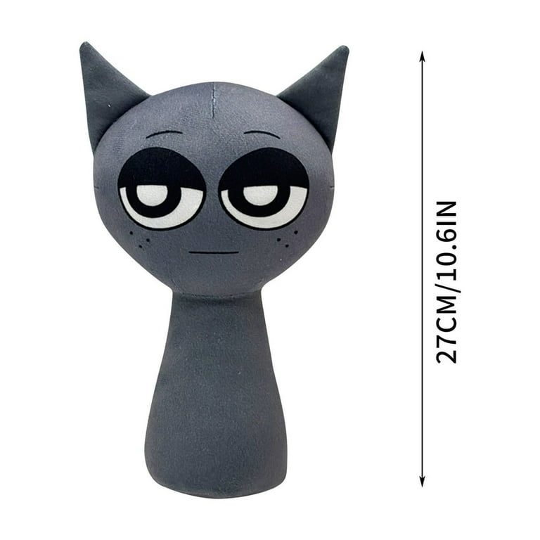 Sprunki Unique Grey Cat Plush Doll Distinctive Expression