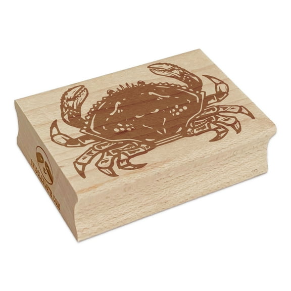 Dungeness Crab Seafood Crustacean Rectangle Rubber Stamp Stamping Scrapbooking Crafting - Small 1.7in