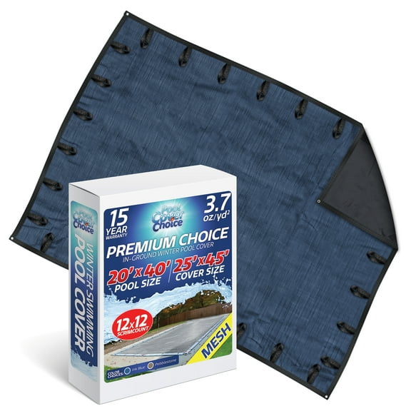Winter Swimming Pool Cover for 20 ft x 40 ft Inground Rectangular Pool Size, Premium Choice Series, Mesh Material, Color - Ink Blue, Pool Cover Choice 422040RCHOICE