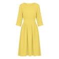 thumbnail image 4 of Odbmxy Cotton Linen Womens Midi Dress Long Sleeve A-Line Fall Dressy Business Dress Women Plain Loose Flowy, 4 of 7