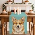 thumbnail image 4 of Green Dog Cotton Linen Table Runner for Dining Kitchen, Funny Animals Modern Art Wedding Outdoor Party Tablerunners Decoration, Dresser Scarf Coffee Tablecloth Runners 13x70 Inches, 4 of 9