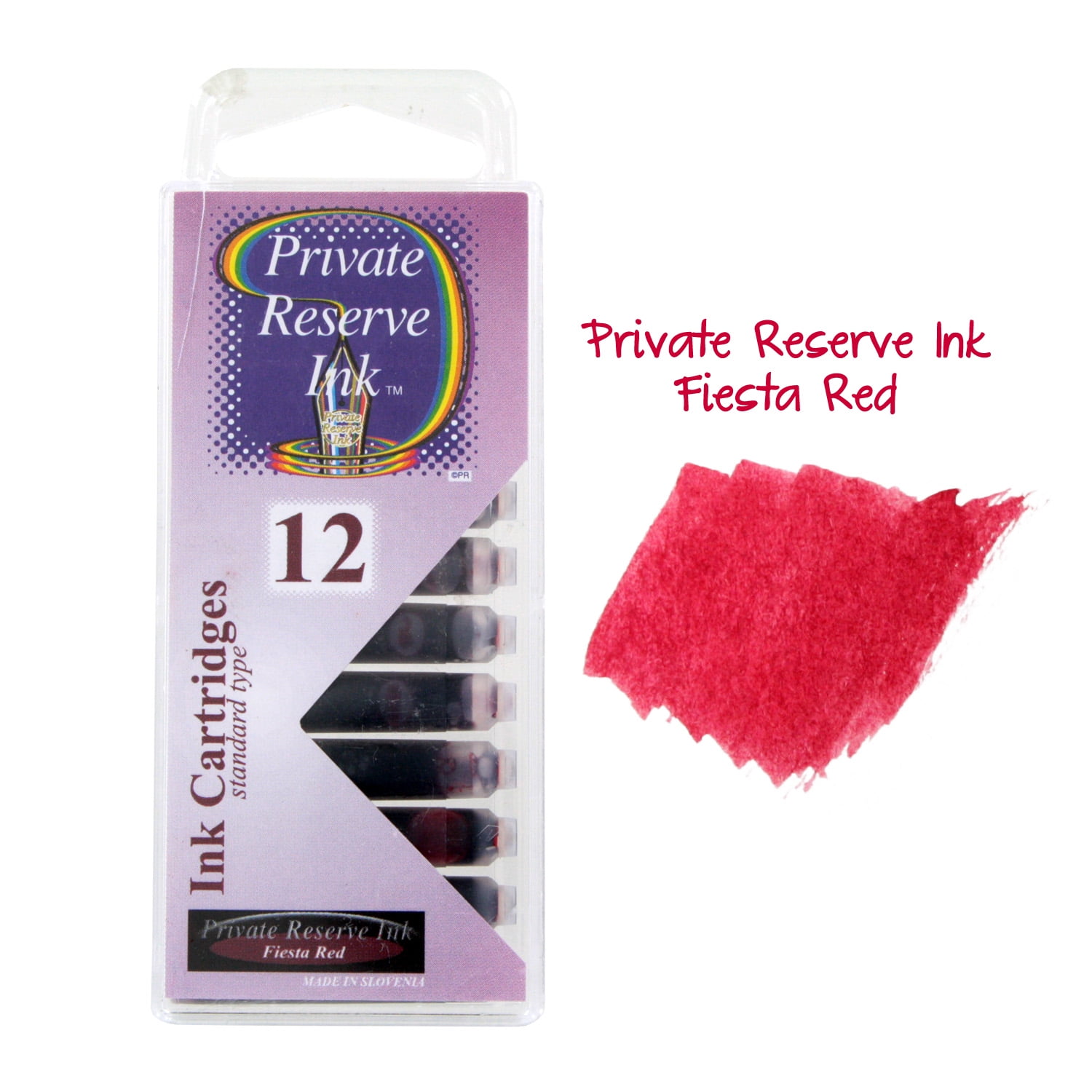 (5 pack) Private Reserve Ink Short International Fountain Pen Ink Cartridges, Pack of 12 - Fiesta Red