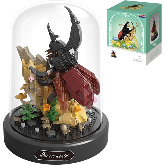 Insects Plant Bonsai Building Set,Adult Mini Animals Friend Set,Insect Collection Gift for Kids,Party Favors Bugs Building Block Kit,Valentines New Year Birthday Gift for Boys Girls(Beetle)