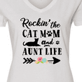 thumbnail image 4 of Inktastic Rockin' the Cat Mom and Aunt Life Women's V-Neck T-Shirt, 4 of 5
